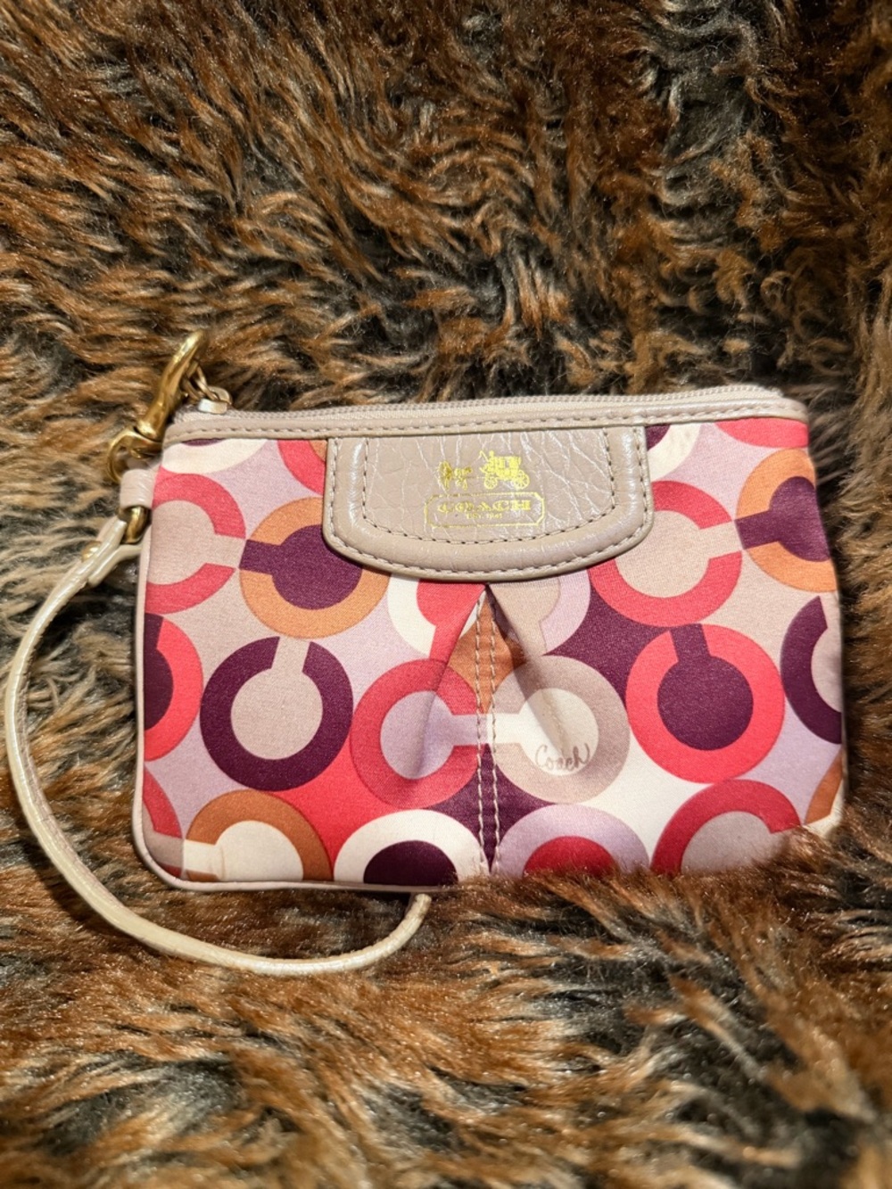Coach Madison Op Art Signature Sateen Wristlet